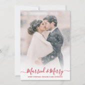 Passen getrouwd Foto Getrouwd en vrolijk kerstscri Feestdagenkaart (Voorkant)