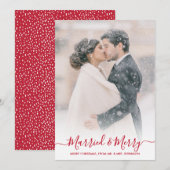 Passen getrouwd Foto Getrouwd en vrolijk kerstscri Feestdagenkaart (Voorkant / Achterkant)
