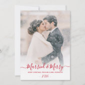 Passen getrouwd Foto Getrouwd en vrolijk kerstscri Feestdagenkaart (Voorkant)