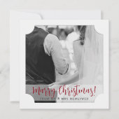 Passen getrouwd Foto Vierkant Trouwen Kerstmis Kaa Feestdagenkaart (Voorkant)