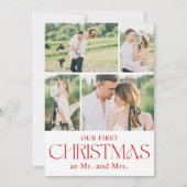 Passen getrouwd Fotocollage Eerste Kerstboog Feestdagenkaart (Voorkant)