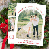 Passen getrouwd Fotocollage Eerste Kerstboog Feestdagenkaart