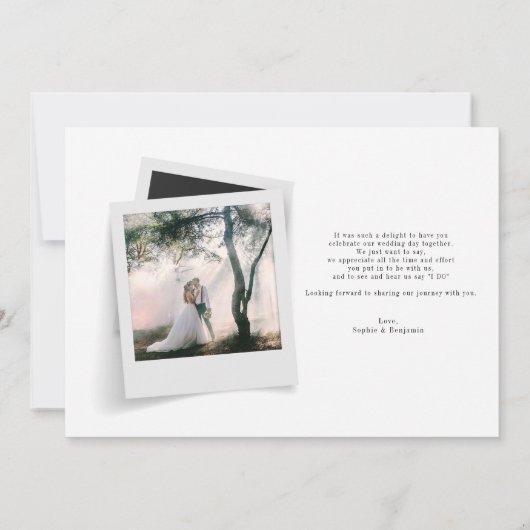Passen getrouwd Fotoscript bruiloft Bedankkaart (Achterkant)