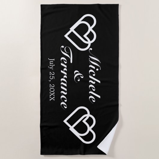 Passen getrouwd Gepersonaliseerd bruidegom namen z Strandlaken (Voorkant)