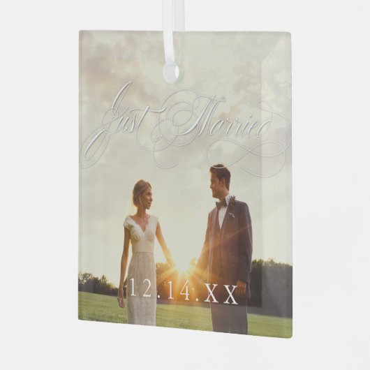 Passen getrouwd gewoon gehuwde huwelijksdatum Foto Glas Ornament (Voorkant links)