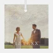 Passen getrouwd gewoon gehuwde huwelijksdatum Foto Glas Ornament (Voorkant)