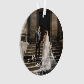 Passen getrouwd gewoon gehuwde sierbruiloft foto ornament (voorkant)