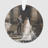 Passen getrouwd gewoon gehuwde sierbruiloft foto ornament (voorkant)