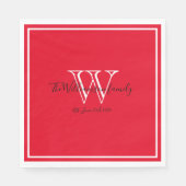 Passen getrouwd Gift Monogram Naam Script Rood pap Servet (Voorkant)