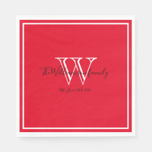 Passen getrouwd Gift Monogram Naam Script Rood pap Servet