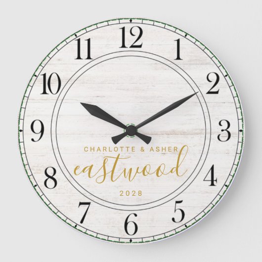 Passen getrouwd Gouden Monogram Bruiloft Grote Klok (Voorkant)