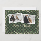 Passen getrouwd Green Pset Gold Photo met kerstfee Feestdagenkaart (Voorkant)