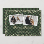 Passen getrouwd Green Pset Gold Photo met kerstfee Feestdagenkaart (Voorkant / Achterkant)