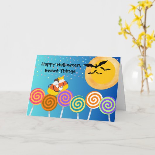 Passen getrouwd Halloween met Candy Corn Paar Kaart (Gele Bloem)