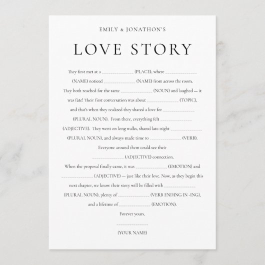 Passen getrouwd houden van het verhaal Wedding Gam Kaart (Voorkant)