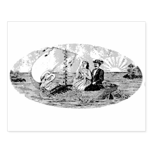 Passen getrouwd in Swan Boat  Rubber Art Stamp Rubberstempel (Afrduk)