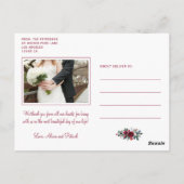 Passen getrouwd Kerstfeest Rood Floral Weddenschap Briefkaart (Achterkant)