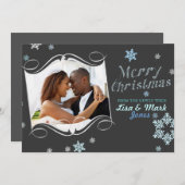 Passen getrouwd kerstfotokaart feestdagenkaart (Voorkant / Achterkant)