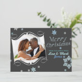 Passen getrouwd kerstfotokaart feestdagenkaart (Staand voorkant)