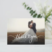 Passen getrouwd met handschrift Moderne foto Bedankkaart (Staand voorkant)