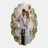 Passen getrouwd met kerstfoto's "Gehuwd en vriende Ornament Kaart (Rechts)