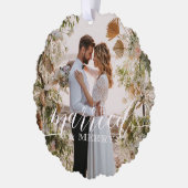 Passen getrouwd met kerstfoto's "Gehuwd en vriende Ornament Kaart (Links)