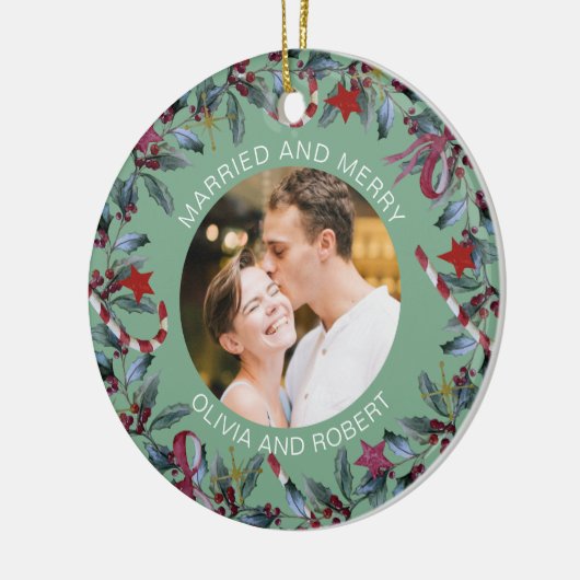 Passen getrouwd met kerstmis met gehuwde en pretti keramisch ornament (Links)
