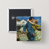 Passen getrouwd met liefde en Romance kopen Eerst Vierkante Button 5,1 Cm (Voorkant /achterkant)