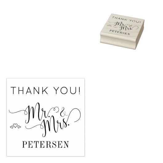 Passen getrouwd Mr en Mrs Naam Bruiloft Dank u Rubberstempel (Gestempeld)