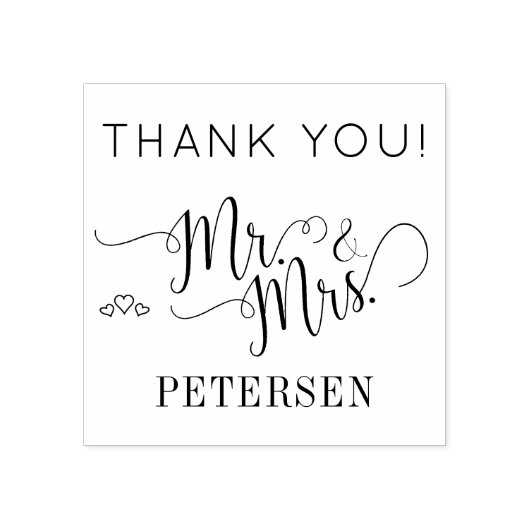Passen getrouwd Mr en Mrs Naam Bruiloft Dank u Rubberstempel (Afrduk)