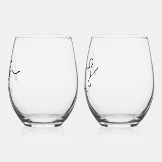 Passen getrouwd Mr. Mrs. Naam Datum Bruiloft Wijnglas Zonder Voet (Links)