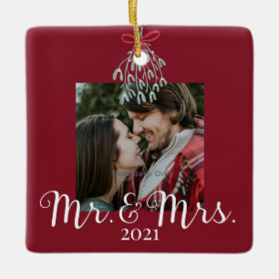 Passen getrouwd Mr & Mrs Photo Red Keramisch Ornament