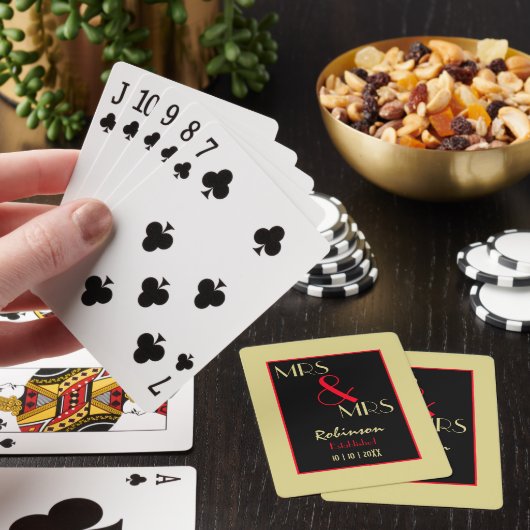 Passen getrouwd Mrs. en Mrs. Personalized Wedding  Pokerkaarten (Insitu)