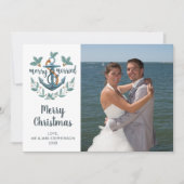 Passen getrouwd Nautical Anchor MERRY EN MARRIED P Feestdagenkaart (Voorkant)