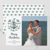Passen getrouwd Nautical Anchor MERRY EN MARRIED P Feestdagenkaart (Voorkant / Achterkant)