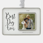 Passen getrouwd op de beste dag Foto Verzilverd Omlijst Ornament (Voorkant)