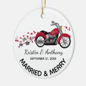 Passen getrouwd op motorfietsen Weddenschap met fo Keramisch Ornament (Links)