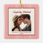 Passen getrouwd Red Bow Keepsake eerste kerstmis g Keramisch Ornament (Voorkant)