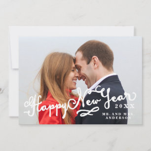 Passen getrouwd Script Happy New Year Holiday Phot Feestdagenkaart