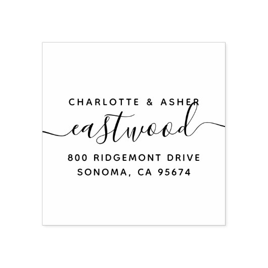 Passen getrouwd Script Monogram Retouradres Rubberstempel (Afrduk)