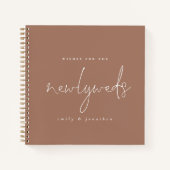 Passen getrouwd Script Wedding Soft Brown Guest Bo Notitieboek (Voorkant)