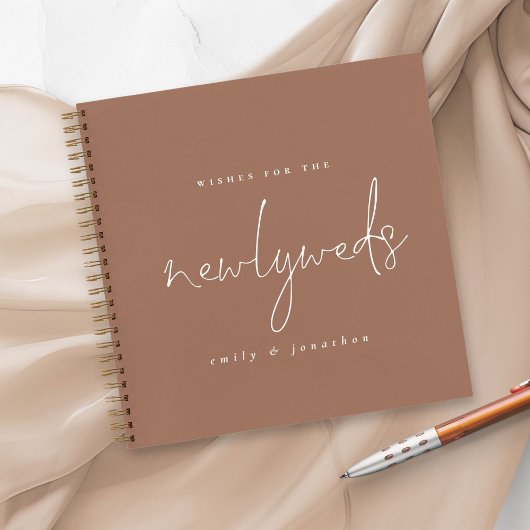 Passen getrouwd Script Wedding Soft Brown Guest Bo Notitieboek