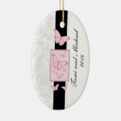 Passen getrouwd Sjabloon kerstversiering foto's Keramisch Ornament (Rechts)