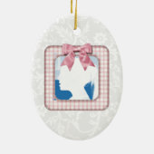 Passen getrouwd Sjabloon kerstversiering foto's Keramisch Ornament (Achterkant)