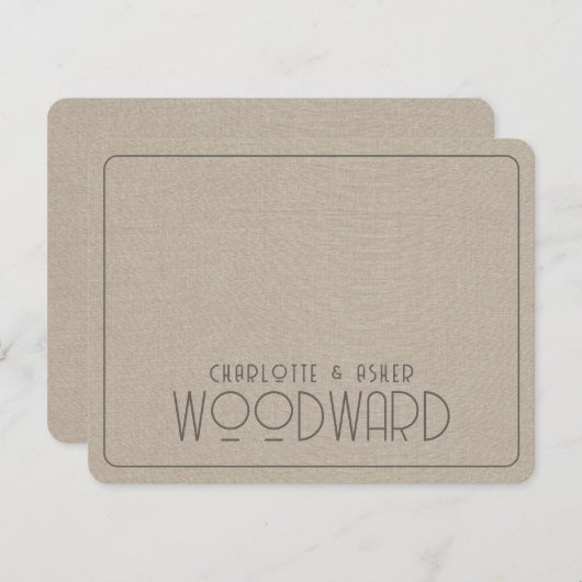 Passen getrouwd Smoky Taupe Linen voor bruiloft Notitiekaartje (Voorkant / Achterkant)