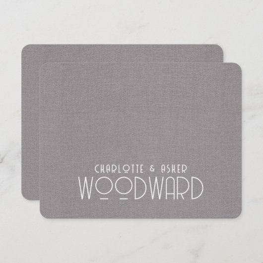 Passen getrouwd van het huwelijksmonogram grijze r notitiekaartje (Voorkant / Achterkant)