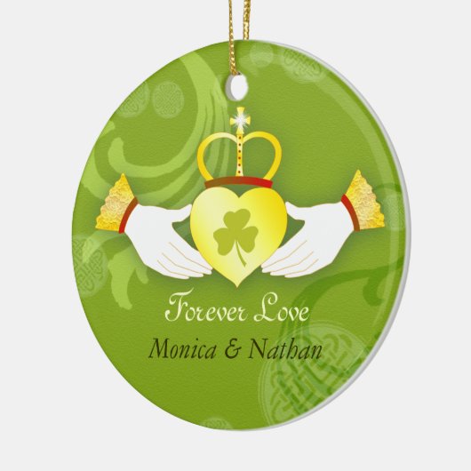 Passen getrouwd van het Ierse claddagh Ring Weddin Keramisch Ornament (Links)