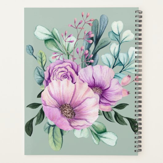 Passen getrouwd VAN Paarse Floral Monogram WEDDING Planner (Achterkant)