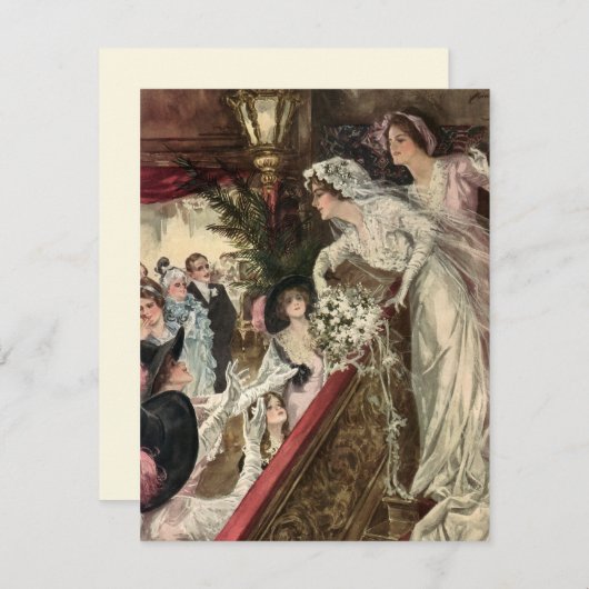  Passen getrouwd, Victoriaans bride Tossing Bouque Aankondiging (Voorkant / Achterkant)