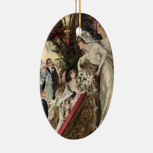  Passen getrouwd, Victoriaans bride Tossing Bouque Keramisch Ornament (Rechts)